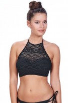 Freya Sundance Underwire Padded Hi-Neck Crop Top - Black - source image 28847