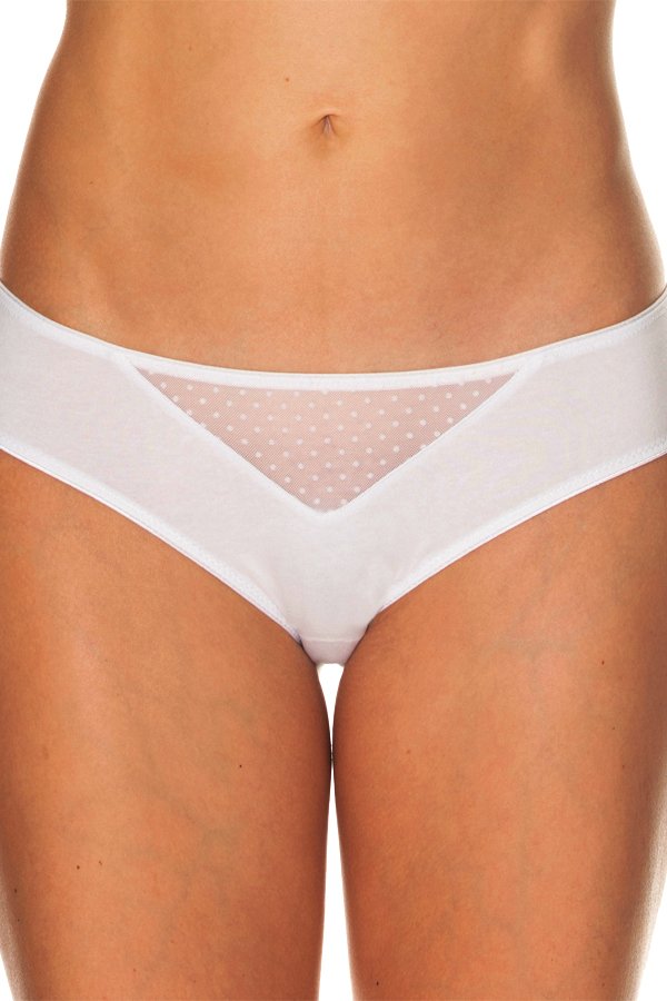 Gemsli Bikini with Dotted Mesh Insert - White - source image 41554