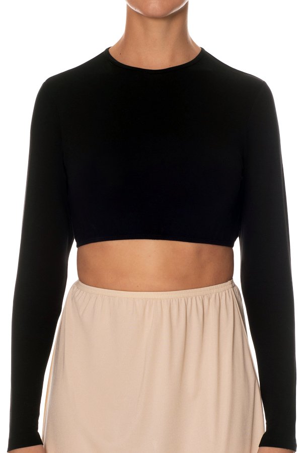 Gemsli Long Sleeve Crop Shell Top - Black - source image 41563