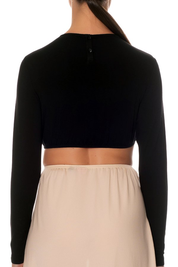 Gemsli Long Sleeve Crop Shell Top - Black - source image 41565