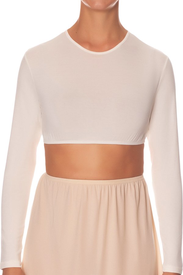 Gemsli Long Sleeve Crop Shell Top - Ivory - source image 41566