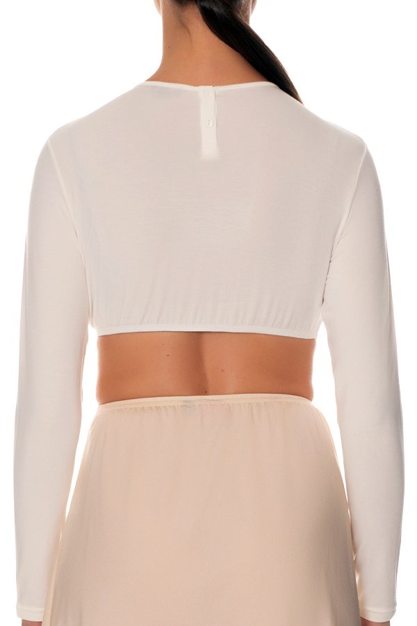 Gemsli Long Sleeve Crop Shell Top - Ivory - source image 41568
