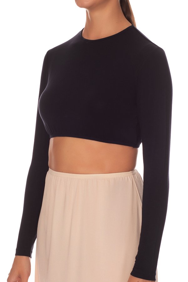 Gemsli Long Sleeve Crop Shell Top - Navy - source image 41570