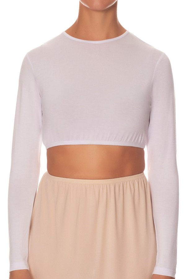 Gemsli Long Sleeve Crop Shell Top - White - source image 41572