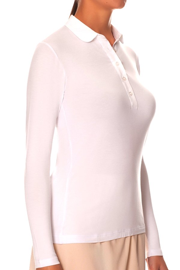 Gemsli Long Sleeve Shell Top with Round Collar - White - source image 41589