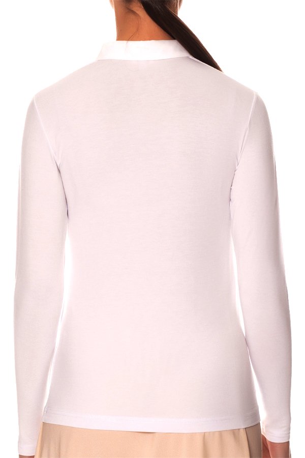 Gemsli Long Sleeve Shell Top with Round Collar - White - source image 41590