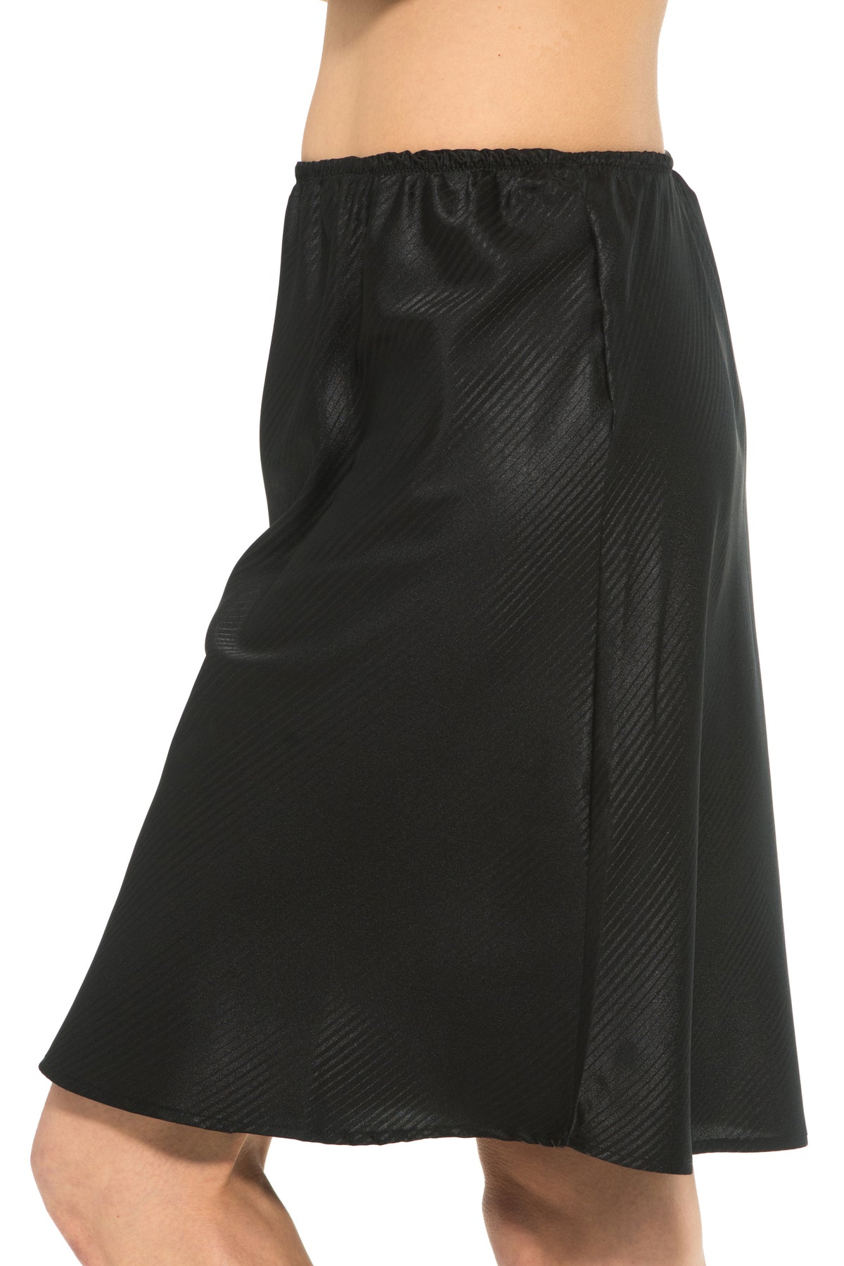 Gemsli Striped Satin Half Slip - Black - source image 36462