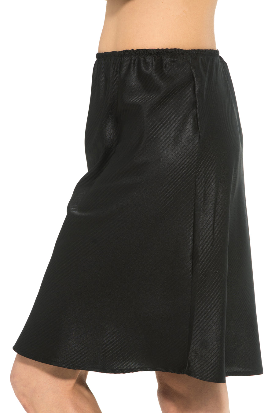 Gemsli Striped Satin Half Slip - Black - source image 36462