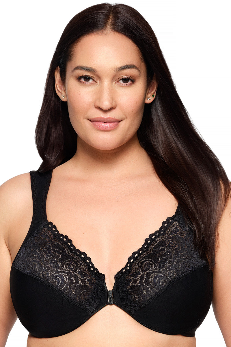 Glamorise Front Close Wonderwire Bra - Black