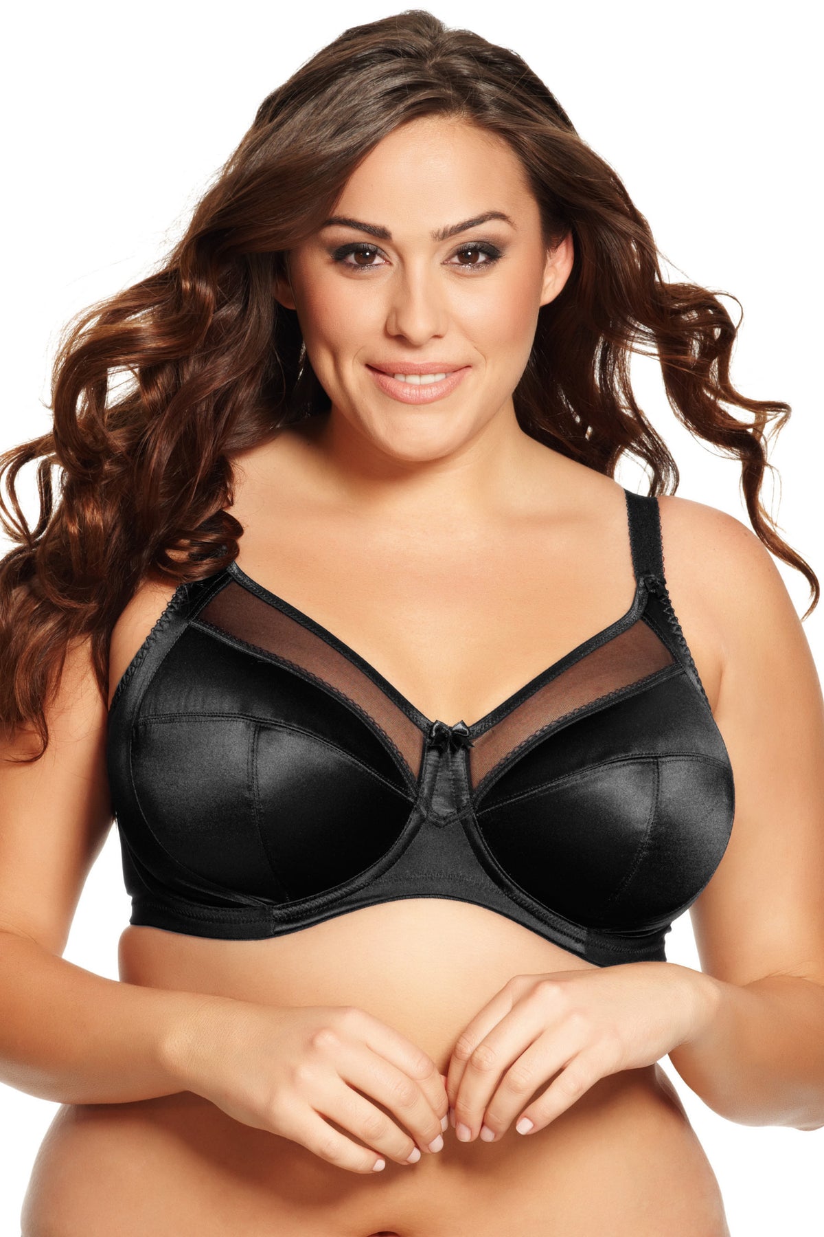 Goddess Keira Banded Satin Underwire Bra - Black - source image 10536