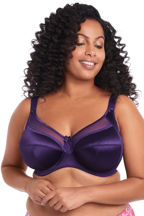 Goddess Keira Banded Satin Underwire Bra - Purple - source image 35769