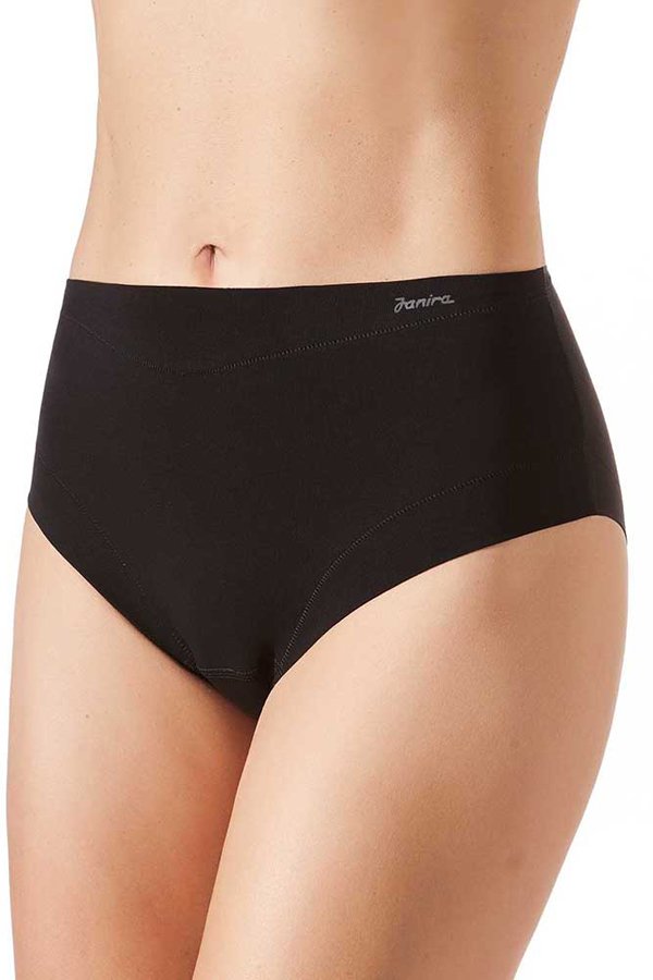 Janira Slip Cotton Band High Waist Brief - Black - source image 48798