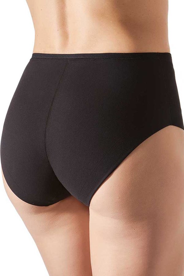 Janira Slip Cotton Band High Waist Brief - Black - source image 48799