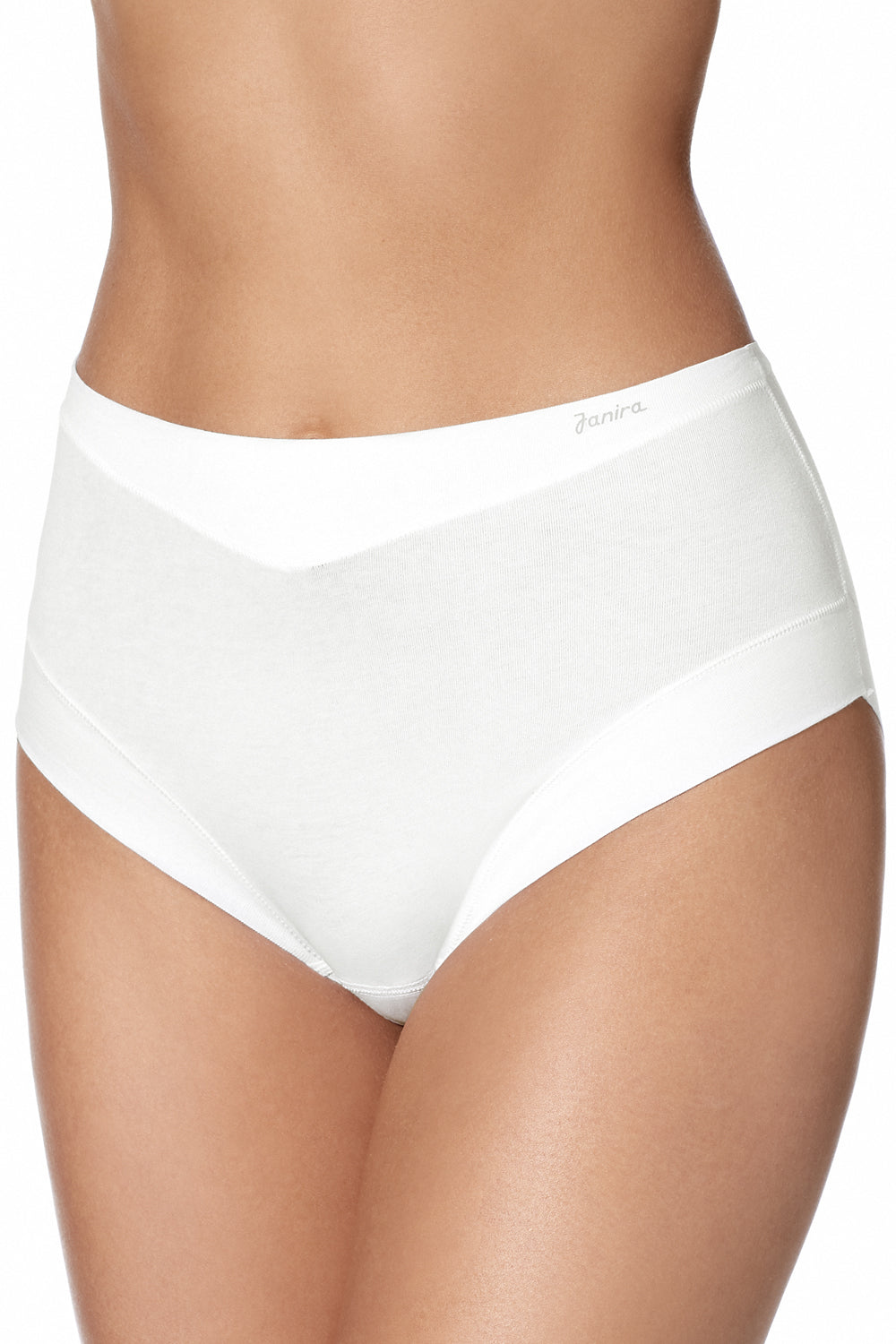 Janira Slip Cotton Band High Waist Brief - White - source image 37086