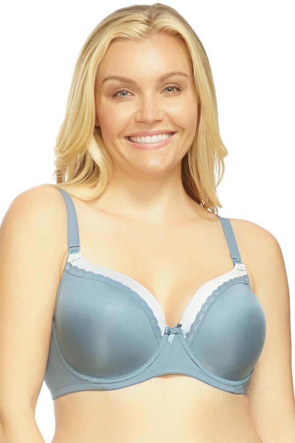 La Leche League Ellen Padded Nursing Bra - Stone Ice/Blue - source image 31426