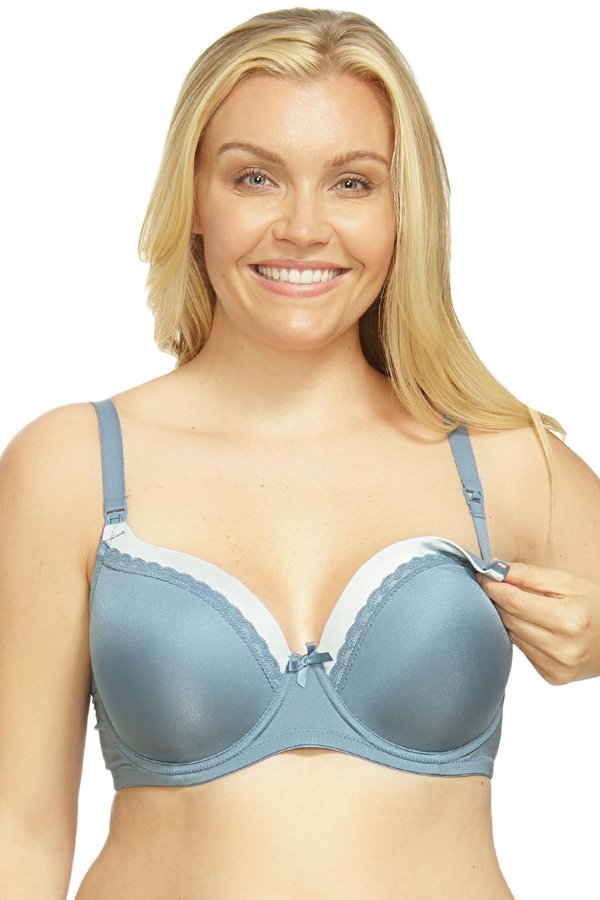 La Leche League Ellen Padded Nursing Bra - Stone Ice/Blue - source image 31427