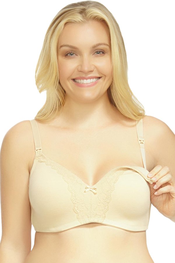 La Leche League Heavenly Wireless Padded Nursing Bra - Beige - source image 31457