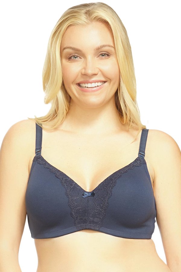 La Leche League Heavenly Wireless Padded Nursing Bra - Navy - source image 31454
