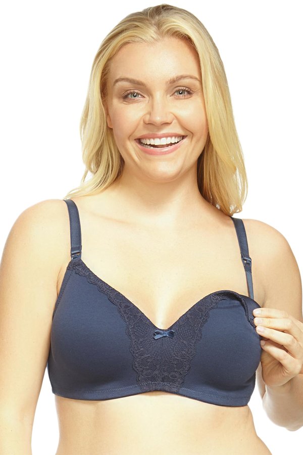 La Leche League Heavenly Wireless Padded Nursing Bra - Navy - source image 31455