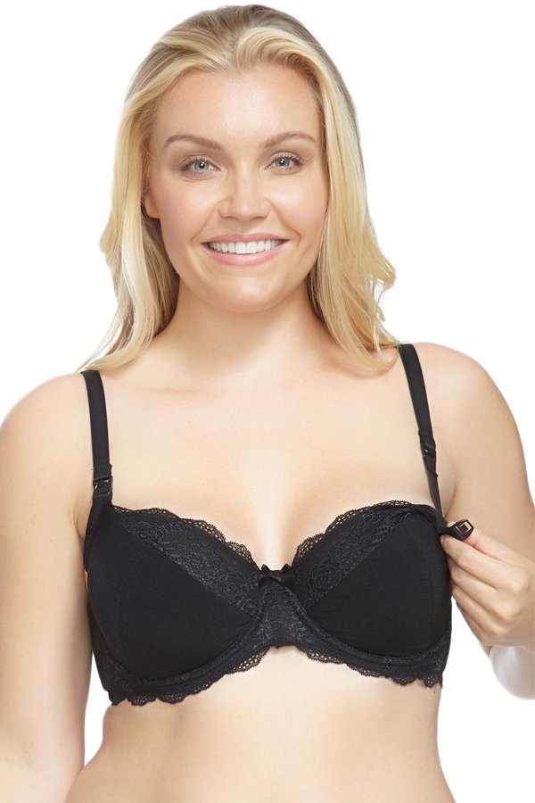 La Leche League Lily No Padded Nursing Bra - Black - source image 31415
