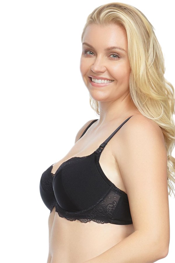 La Leche League Lily No Padded Nursing Bra - Black - source image 31416