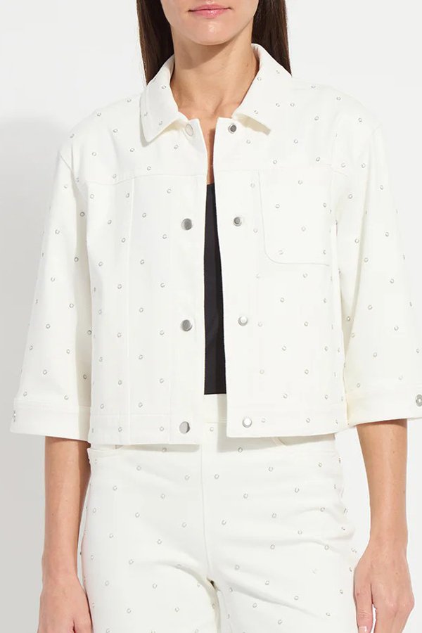 Lysse Audrey Pearled Embellished Denim Jacket