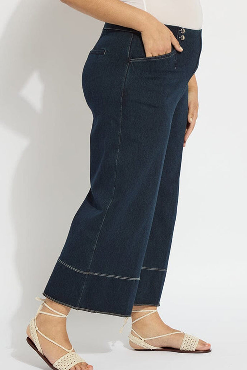 Lysse Dion Sailor Crop Palazzo Denim (25" Inseam)