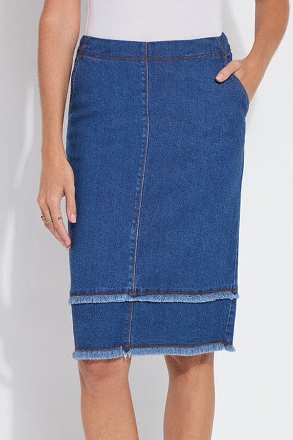 Lysse Evelina Fringed Denim Pencil Skirt