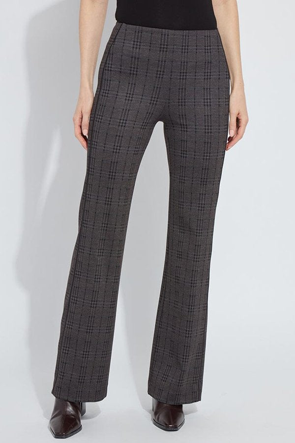 Lysse Patterned Hi Waist Ponte Trouser w Satin Piping (32.5" Inseam)