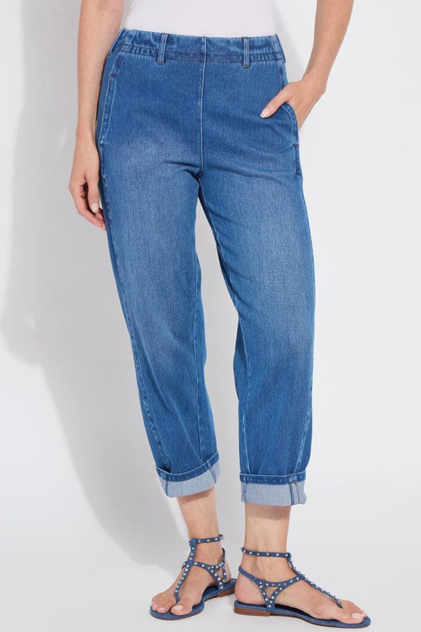 Lysse Winslet Cuffed Barrel Crop Denim (27" Inseam)