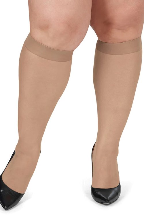 MeMoi Energizing Plus Size Knee High Stockings, 2-Pack