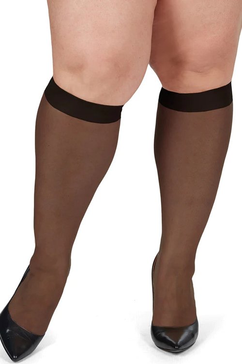 MeMoi Energizing Plus Size Knee High Stockings, 2-Pack