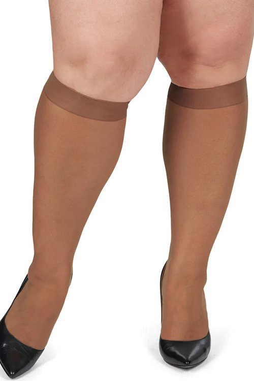 MeMoi Energizing Plus Size Knee High Stockings, 2-Pack