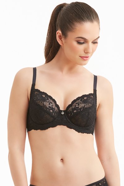 Montelle Divine Full Coverage Lace Bra - Black - source image 29915