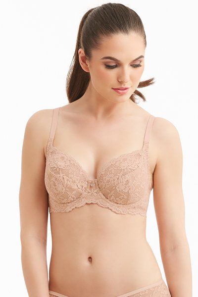 Montelle Divine Full Coverage Lace Bra - Nude - source image 29917