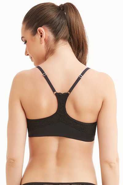 Montelle Lace Racerback T-Shirt Bra - Black - source image 29926