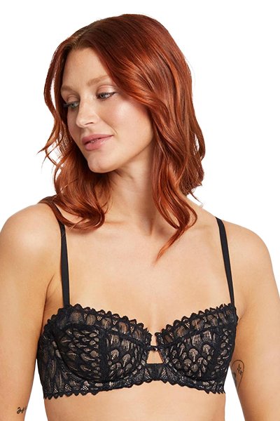 Montelle Lacy Keyhole Balconette Bra - Black - source image 66361