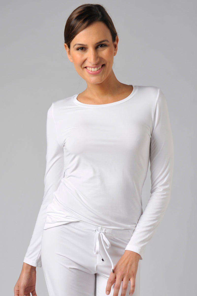 Naked Luxury Modal Long Sleeve Tee - White - source image 24711