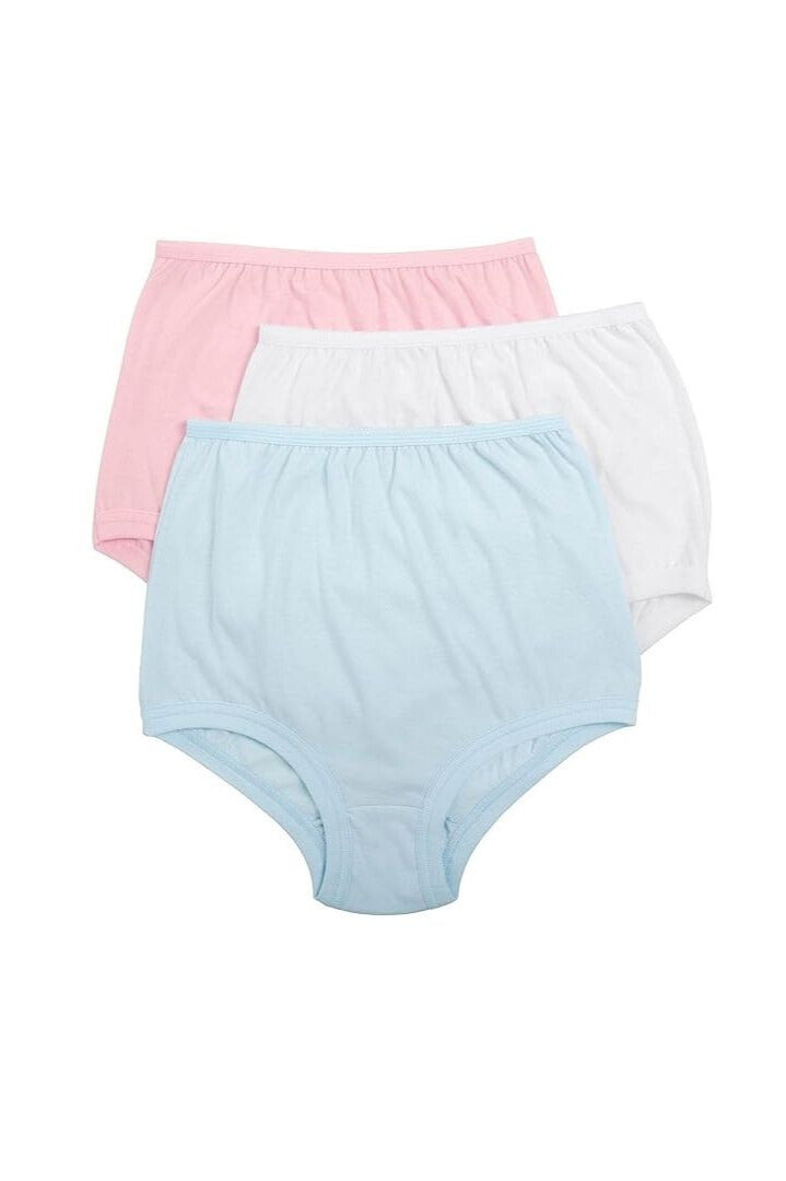 National 100% Cotton Cuff Leg Panties, Covered Leg Opening for No-Pinch, 6-Pack - Pink/White/Blue - source image 70629