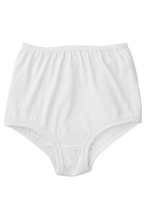 National 100% Cotton Cuff Leg Panties, Covered Leg Opening for No-Pinch, 6-Pack - White - source image 70591