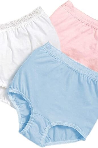 National Baby-Soft Lace-Trimmed All-Cotton Women's Panties, 6-Pack - Pink/White/Blue - source image 70622