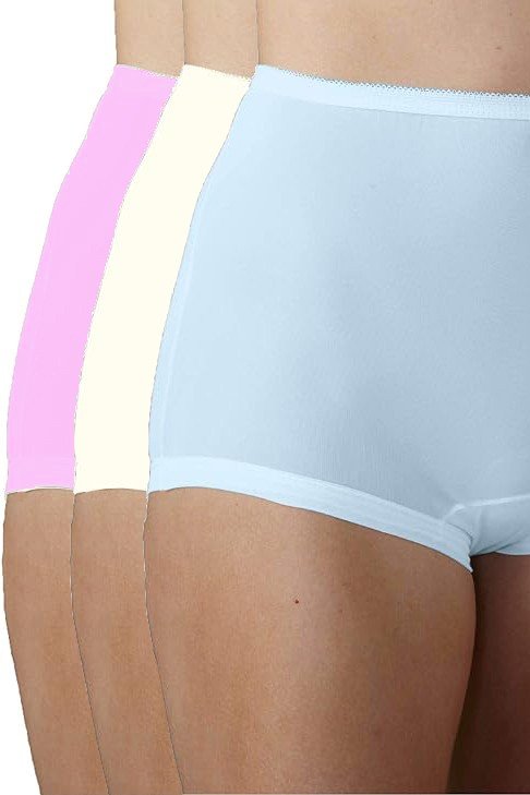 National Nylon Cuff Leg Panties Full Coverage with No-Dig, 6-Pack - Pink/White/Blue - source image 70651