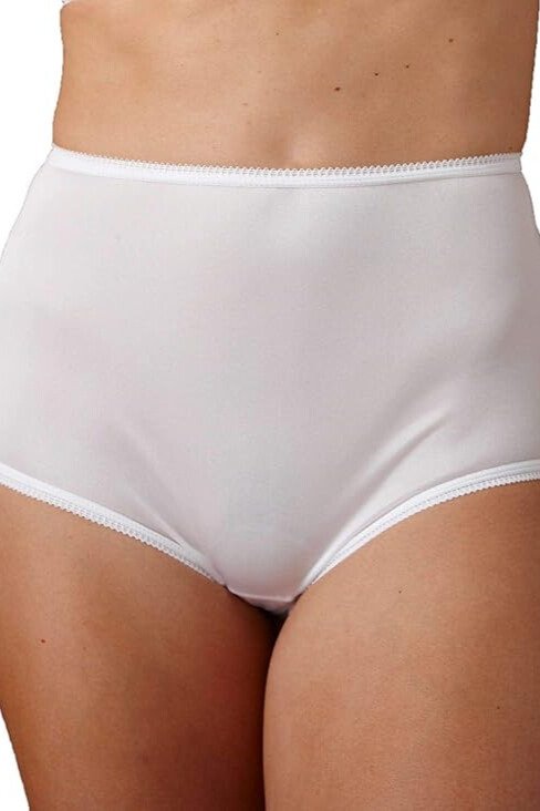 National Women's Nylon Tricot Full Coverage Full Brief Panties, 6-Pack - White - source image 70613