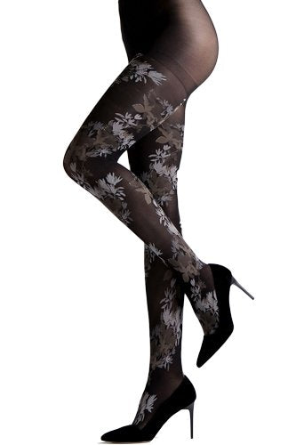 Natori Brushed Deco Opaque Tights - Black - source image 36794