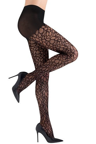 Natori Deco Lace Net Tights - Black - source image 36762