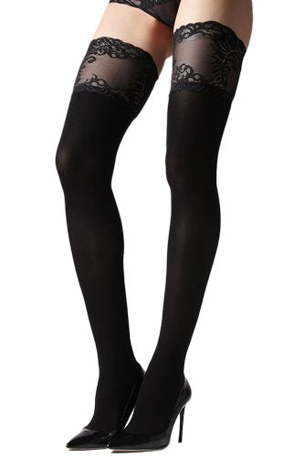 Natori Feathers Opaque Thigh Hi - Black - source image 36747