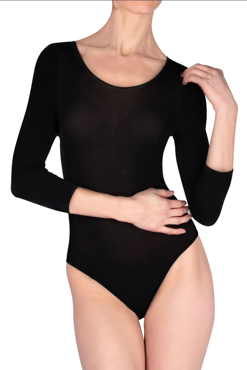 Natori Opaque 90 Denier Body Suit - Black - source image 54202