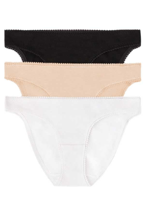 On Gossamer Cabana Cotton Bikini 3-Pack - Black/White/Champagne - source image 66322
