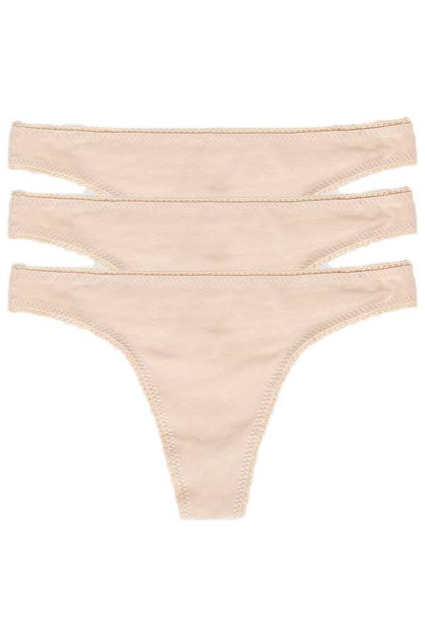 On Gossamer Cabana Cotton Hip G Thong Underwear 3 Pack - Champagne - source image 66271