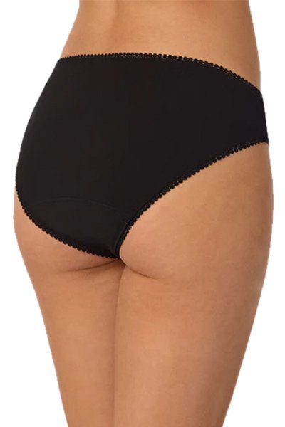 On Gossamer Cabana Cotton Leak Proof Hi Cut Brief Underwear - Black - source image 66277